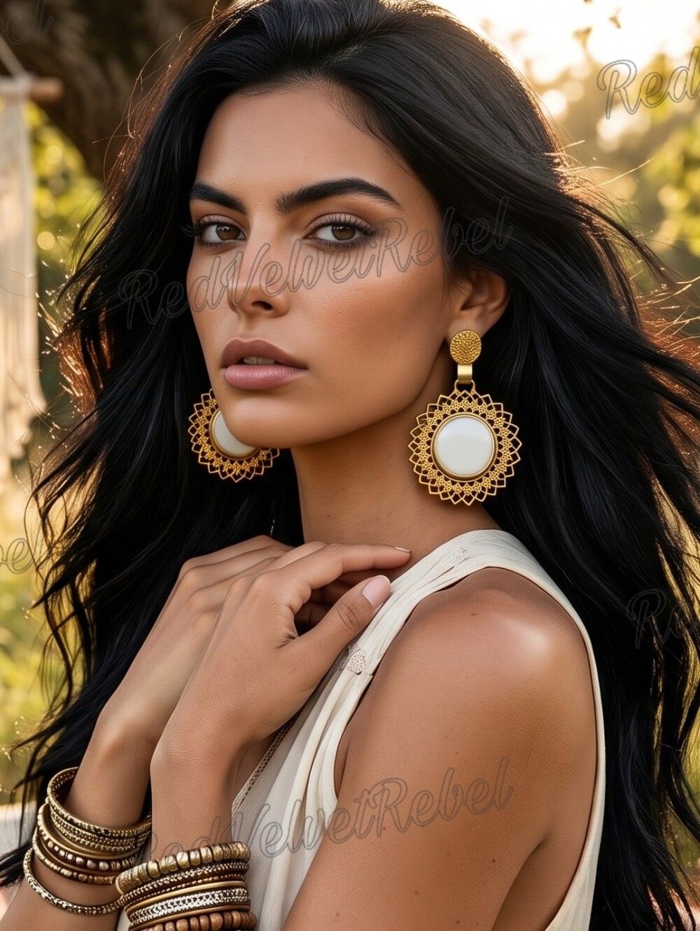 NWT Bohemian Large Sunflower Gold Drop Earrings
